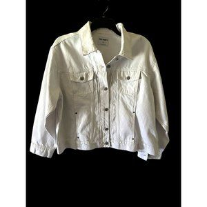 Old Navy Jean Jacket Womens XXL White Denim Classic Casual Outerwear Pockets